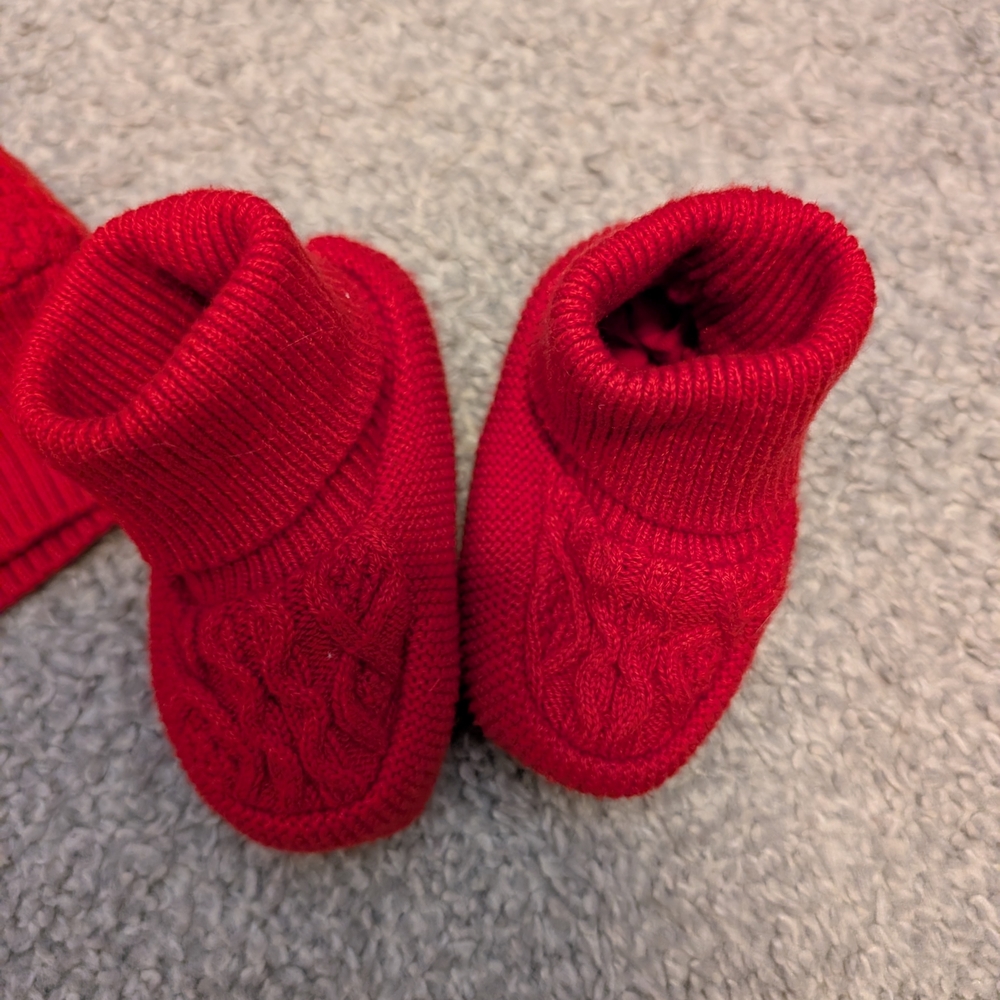 3 For $24 Janie and Jack Vibrant Red Baby Knit Set - Picture 4 of 10